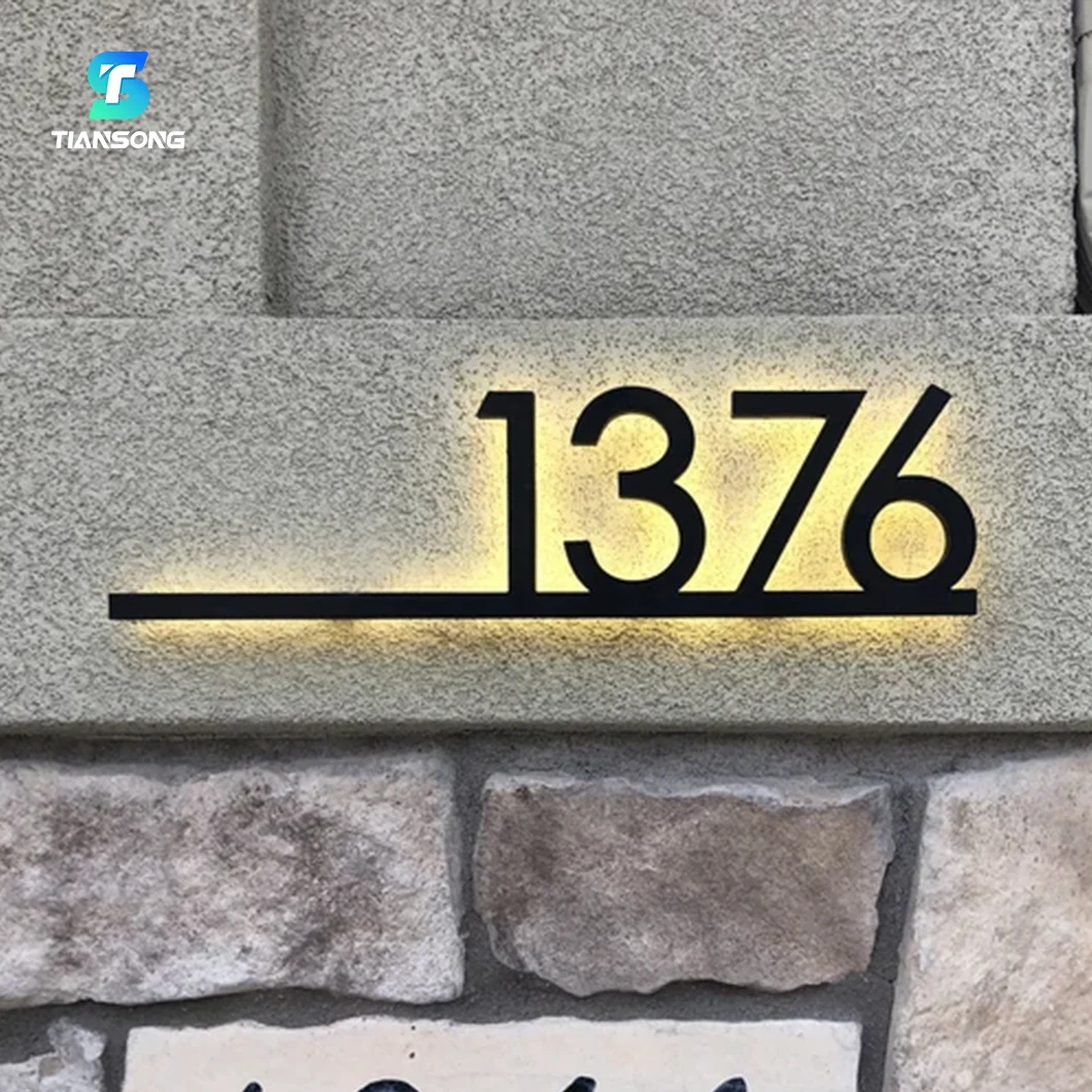 Stainless Steel Backlit House Number Sign 3D Led Backlight Letters For Shop Front Home
