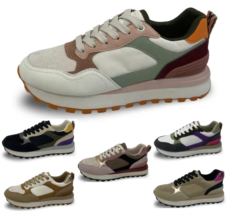 New Innovation Comfortable Material Mixing Sneaker Multi-Color Daily Wear Casual Shoes For Women