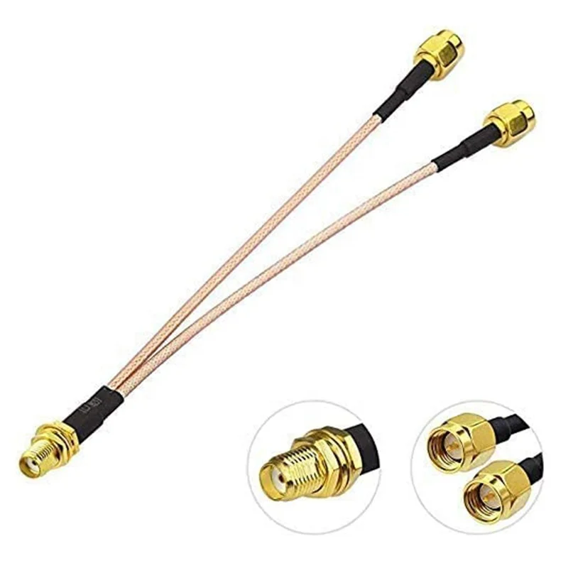SMA Female Bulkhead Mount to Dual SMA Male Connector Coaxial Cable with RG316 15cm for 4G LTE,Wireless Router