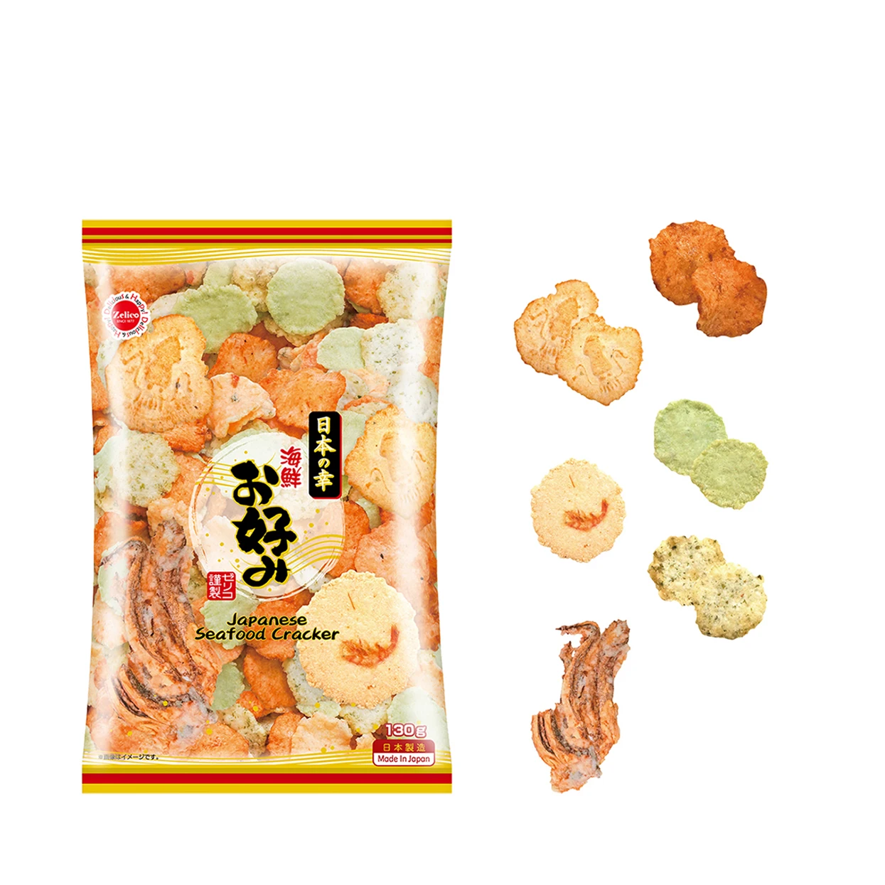
Japanese seafood fish KAISEN OKONOMI 130g rice crackers seaweed 