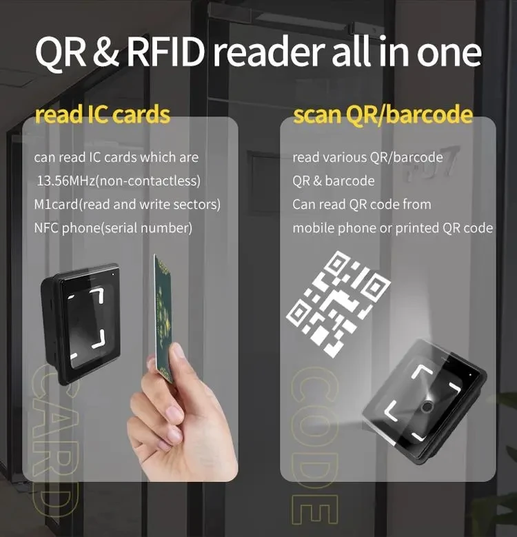 Q300 1D 2D QR Code Barcode Scanner USB RS232 Interface for RFID Smart Card & NFC Reader Access control Turnstiles Veding Machine