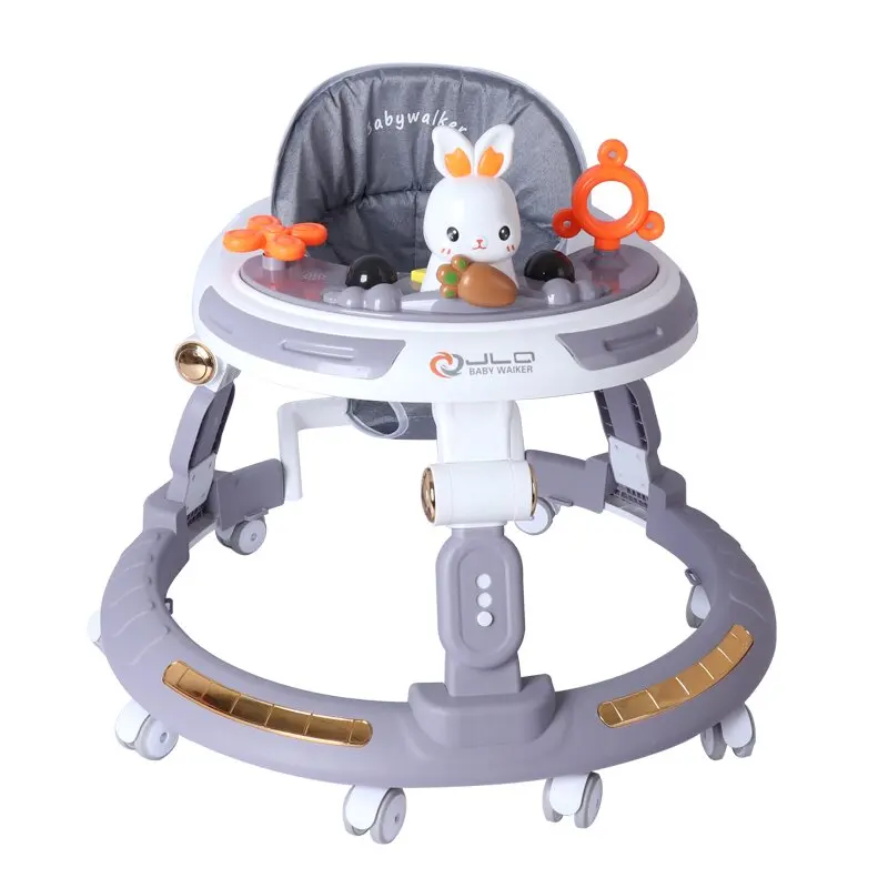 Adjustable height baby walker baby wheel walker doll wicker stroller buggy carriage with dinner music plate