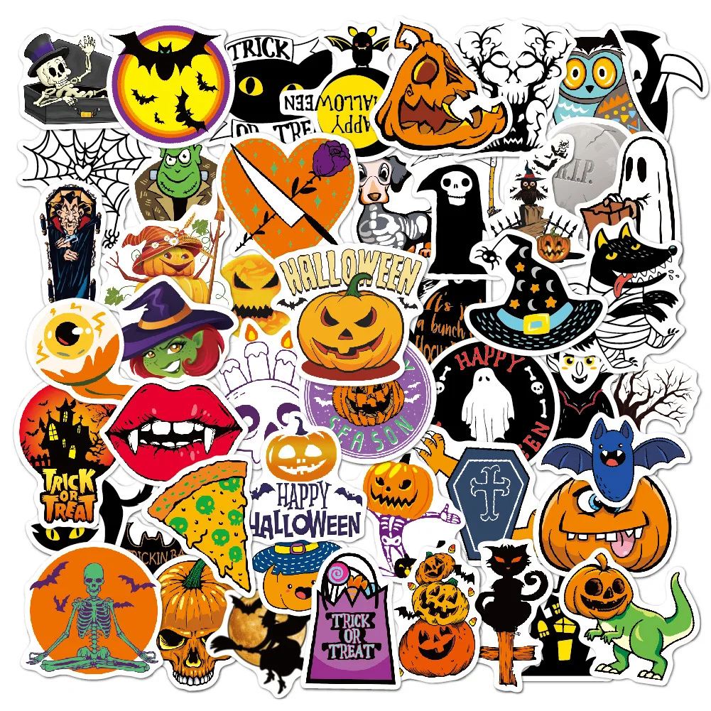 Waterproof Halloween Adhesive Sticker Party Decoration Bat Pumpkin Sticker for Children Wall Window Car Decor