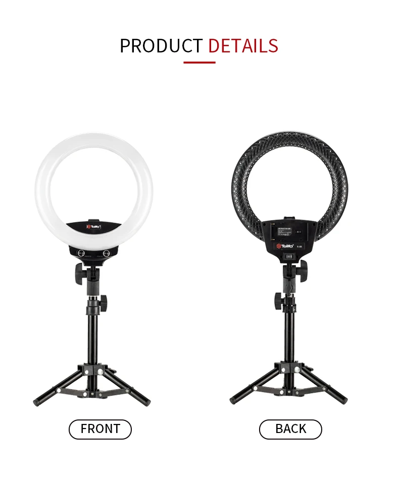 Tolifo новые 22 Вт 10 дюймов USB зарядка светодиодные кольца фотографическое освещение для селфи видео стрельба
