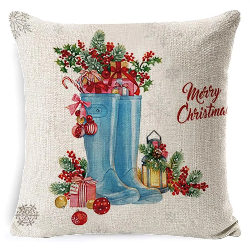 Wholesale Christmas Throw Pillows Decorative Cotton Embroidery Cushion Cover Hot Sale Christmas Deer Cushion Cover