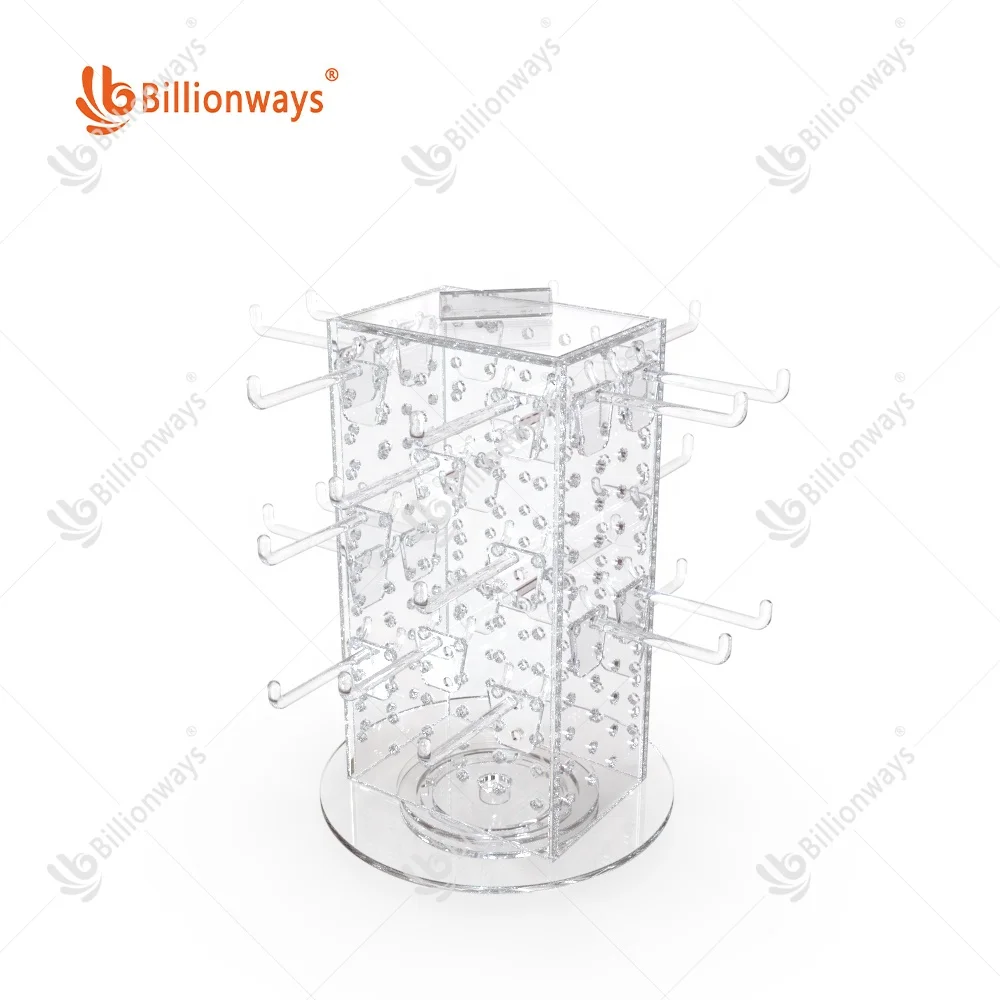 Fashion Jewelry Countertop With Hooks Rotating Key Chain Display Stand