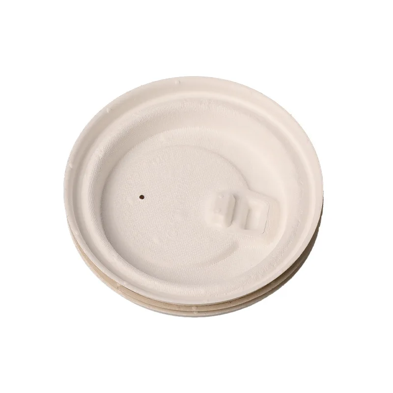 Wholesale Disposable Composable Lid For Pulp Paper Lid 80 90mm Bagasse Coffee Cup Pulp Lids Cover