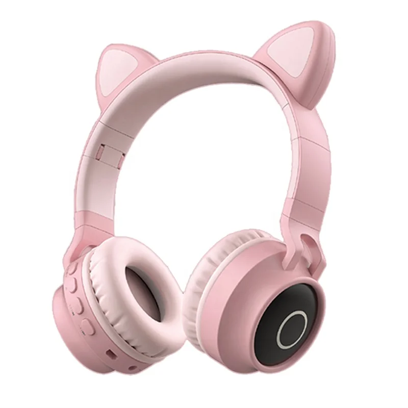 Dropshipping Pink Wireless Cat Ear Headphones Music LED Lovely Kids Earphone