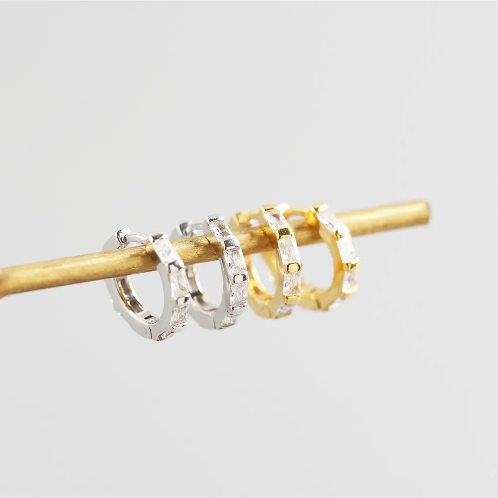 High quality rectangular zircon stirling silver women earrings 925 sterling manufacturing orecchini donna gioielli in argento