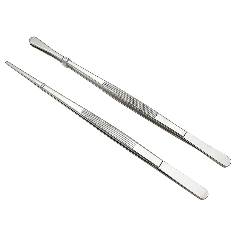2 Pcs 12 Inch High Quality Tweezers Tongs Extra-Long Stainless Steel Food Tweezers Tongs Cooking Tongs for Food Small Objects