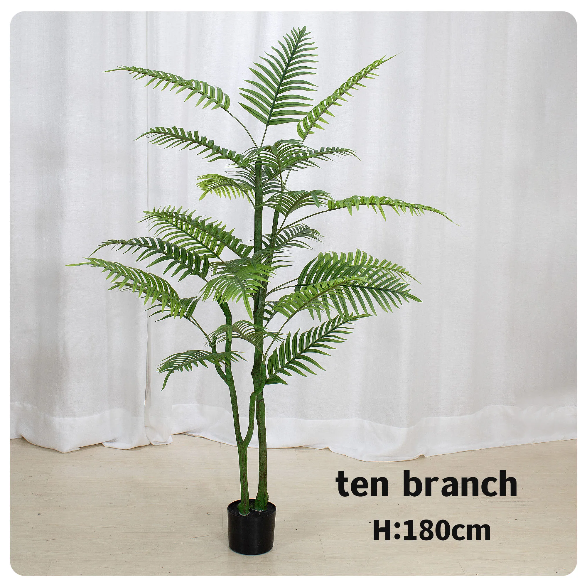 Garden OrnamentGreen Faux Areca Palm Plants Plastic Artificial Potted Kwai Palm Tree For House Living Room Decor