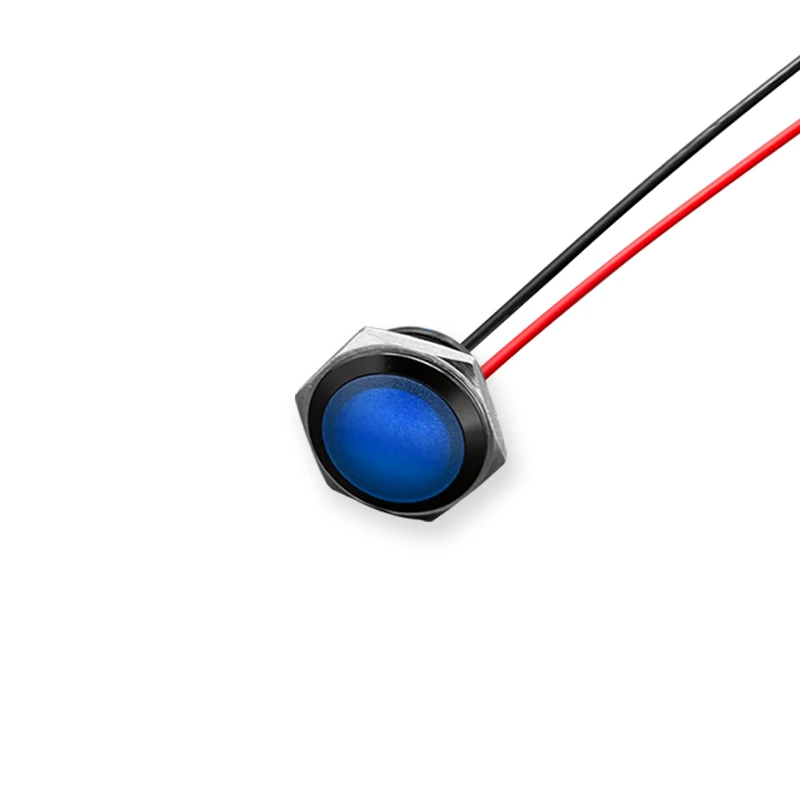 
19 mm led short cord waterproof ball light red yellow blue white green signal light metal indicator light 