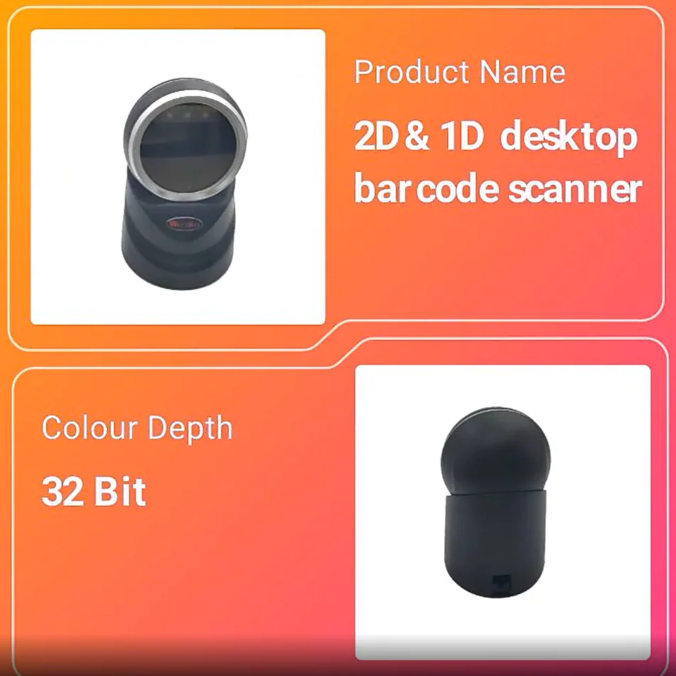 2D Desktop Barcode Scanner  QR Code Omnidirectional barcode scanner scanning bar code scanner for supermarket price
