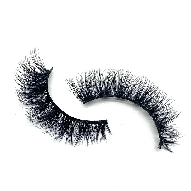 Free Sample Russian Strip Lashes Natural Fluffy Plant Fiber 3D Faux Mink Eyelashes D Curl Strip Eyelash Dramatic 25MM Mink Lash