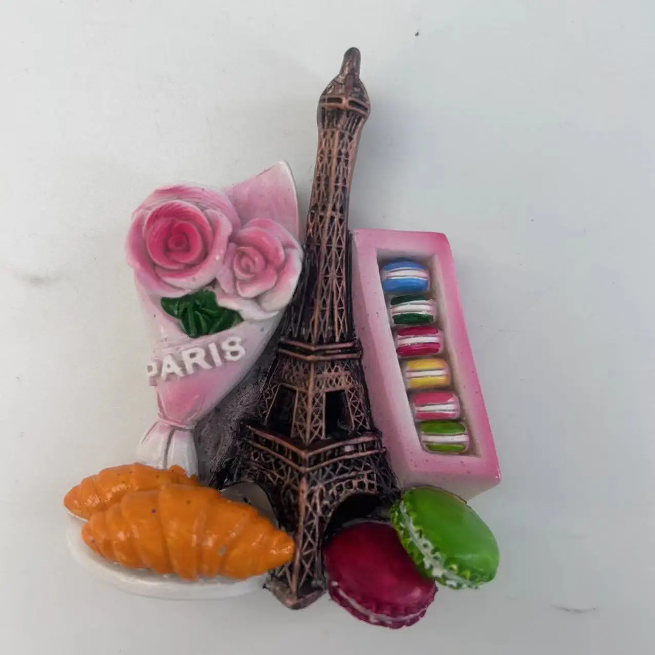 Paris unique Eiffel Tower food flower  hand painting souvenir tourist custimization resin  fridge magnet