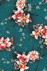 hot selling china supplier peach skin digital printing 200558 summer wintersweet flower design for garment fabric