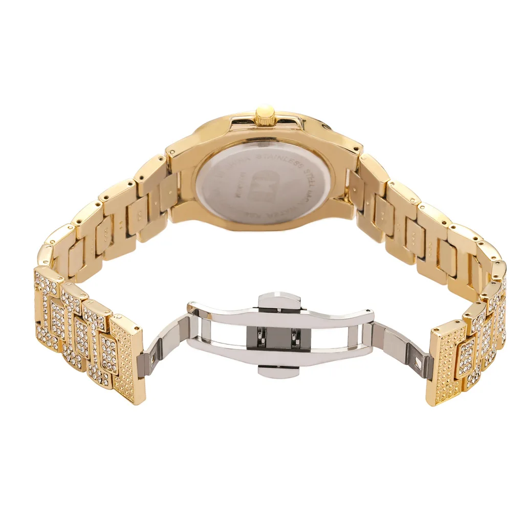 Watch bling diamanty z nerezove oceli rimske cislice 44MM kulaty cifernik quartz hodinky