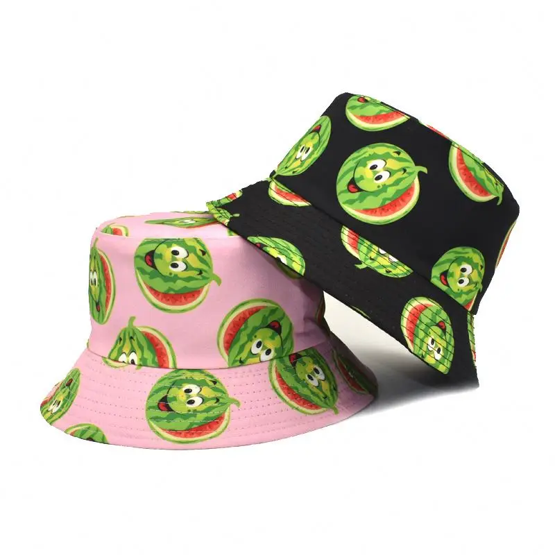 fashion printing bucket hat women breathable double-sided hat men beach personality bucket hat
