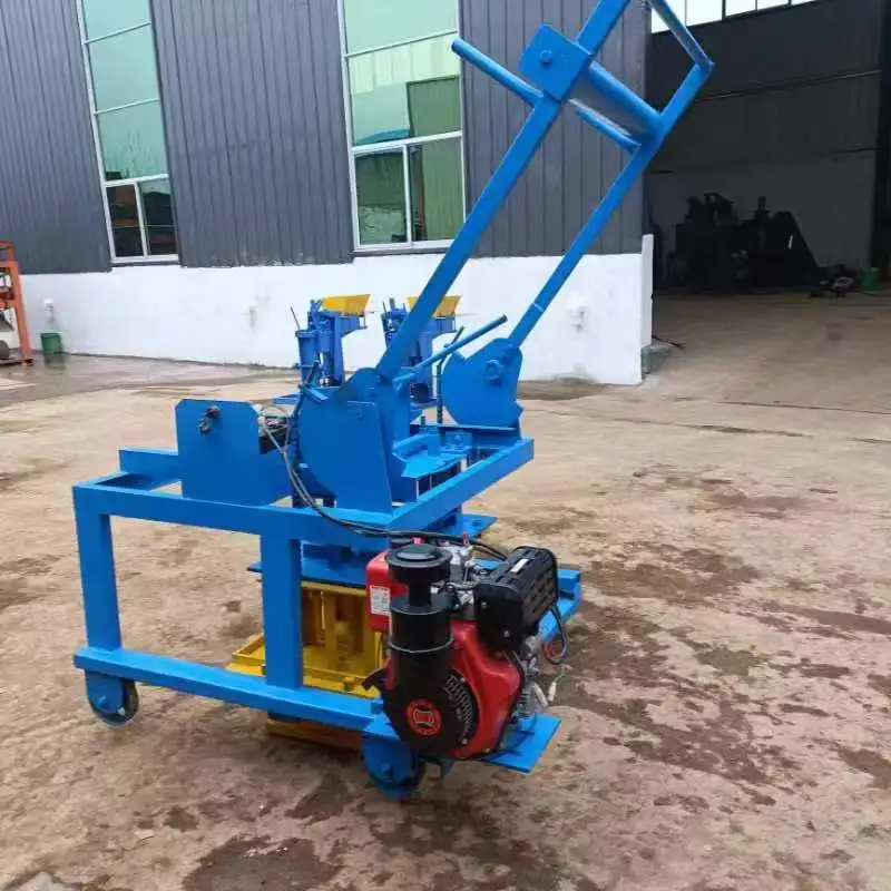 JUYOUMECH Movable Mobile Diesel Engine Egg Laying Concrete Hollow Block Making Machine with wheels