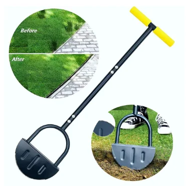 Saw-Tooth Half Moon manual Hand garden chopper lawn tool with Steel Long Handle for Flower Beds sidewalk edger Step