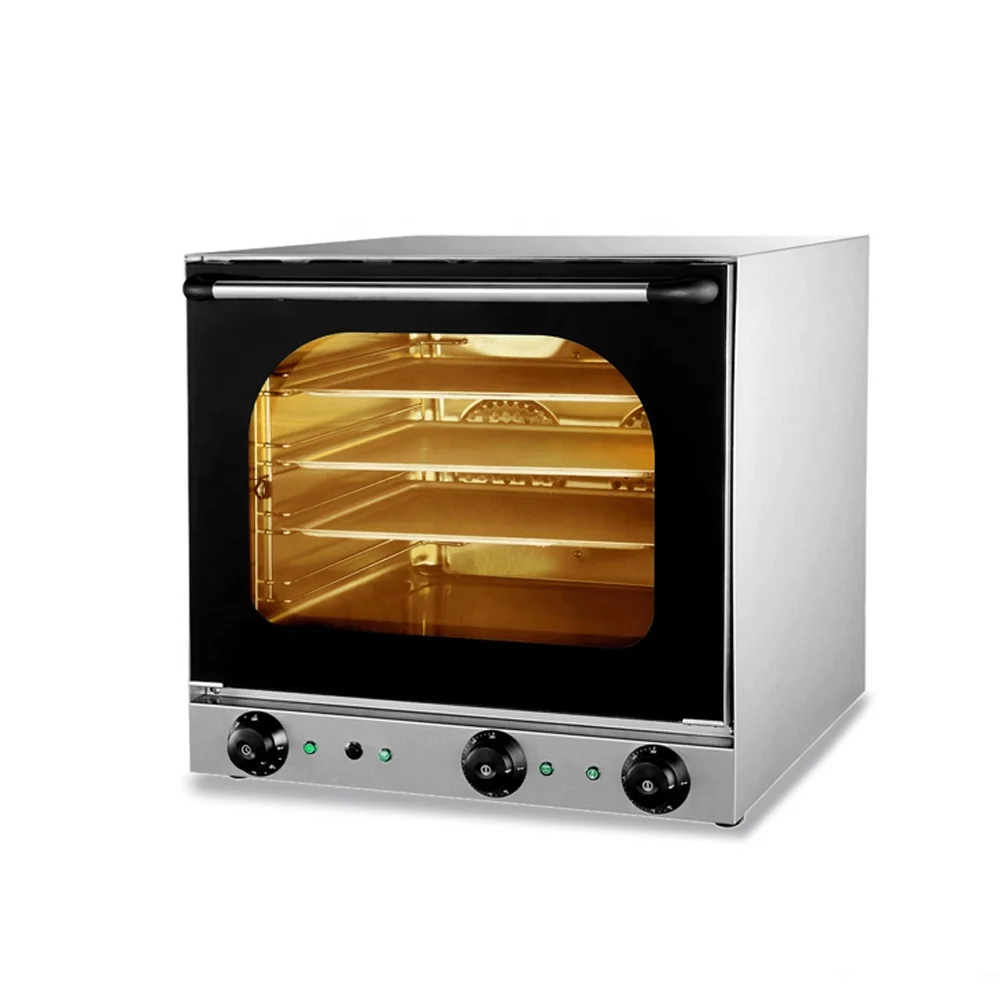 Industrial baking oven, Hot air convection oven, Stainless Steel 4 Trays Hot-air Convection Oven with steam