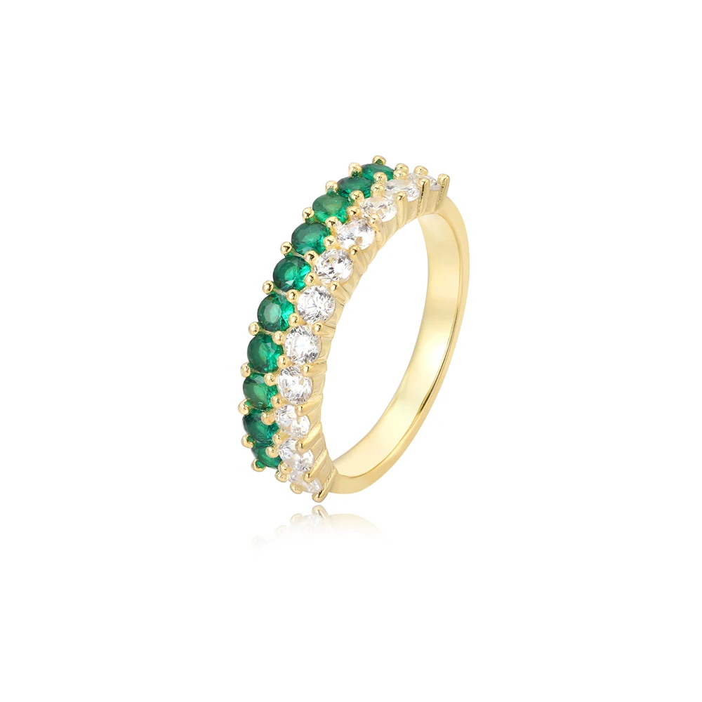 Wholesale high quality custom 18K gold plated rings Radiant ice cut jewelry 925 sterling silver Luxury emerald rings for women