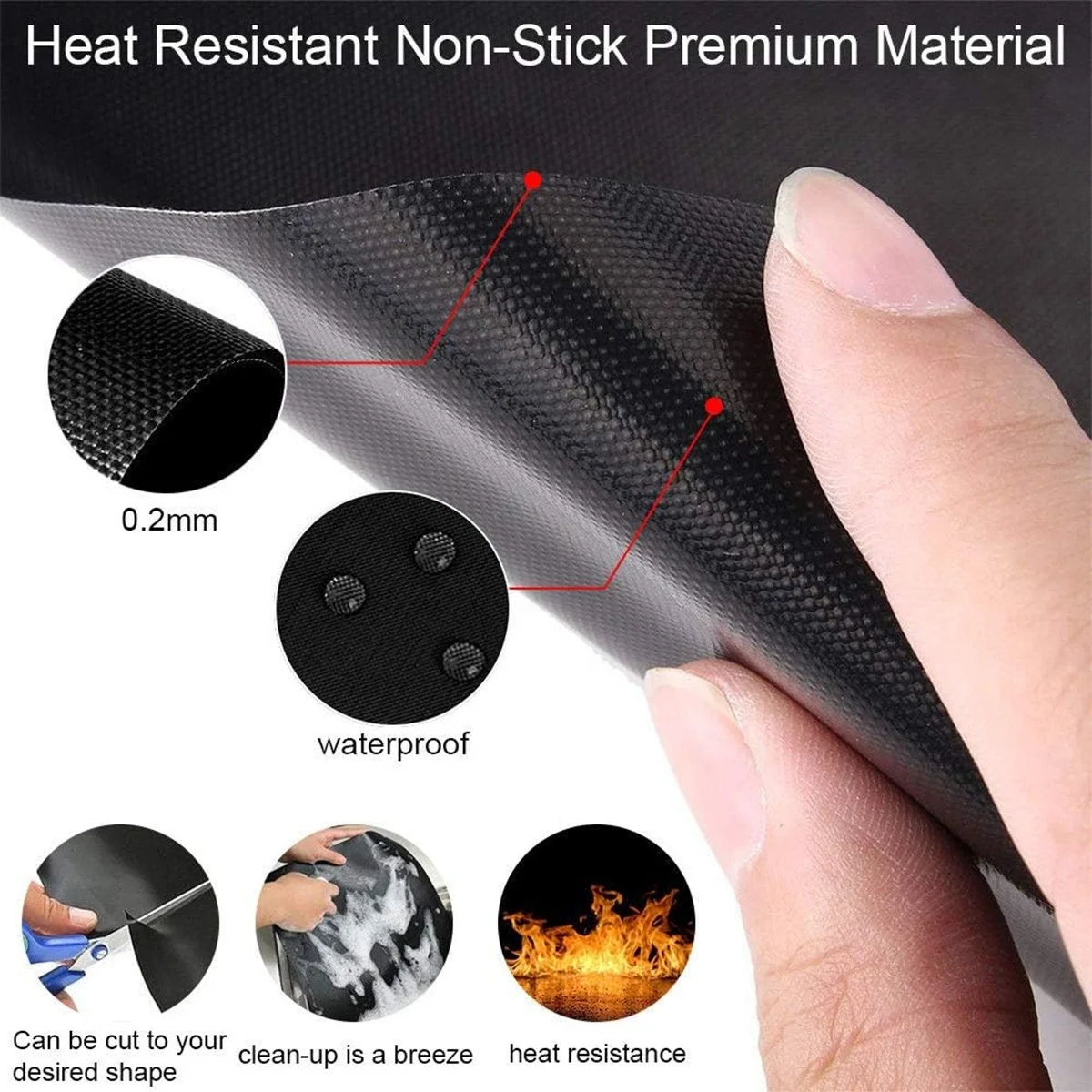 Hot Sale Baking Accessories PTFE BBQ Mat Sheet Oven Liner Non Stick Reusable BBQ Grill Mat