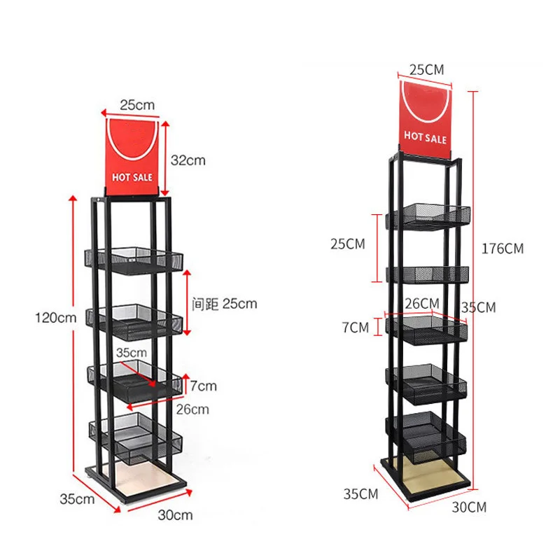 custom shopping mall makeup display shelf Customized Metal wire Catalog Shelf cosmetic display counter metal floor display rack