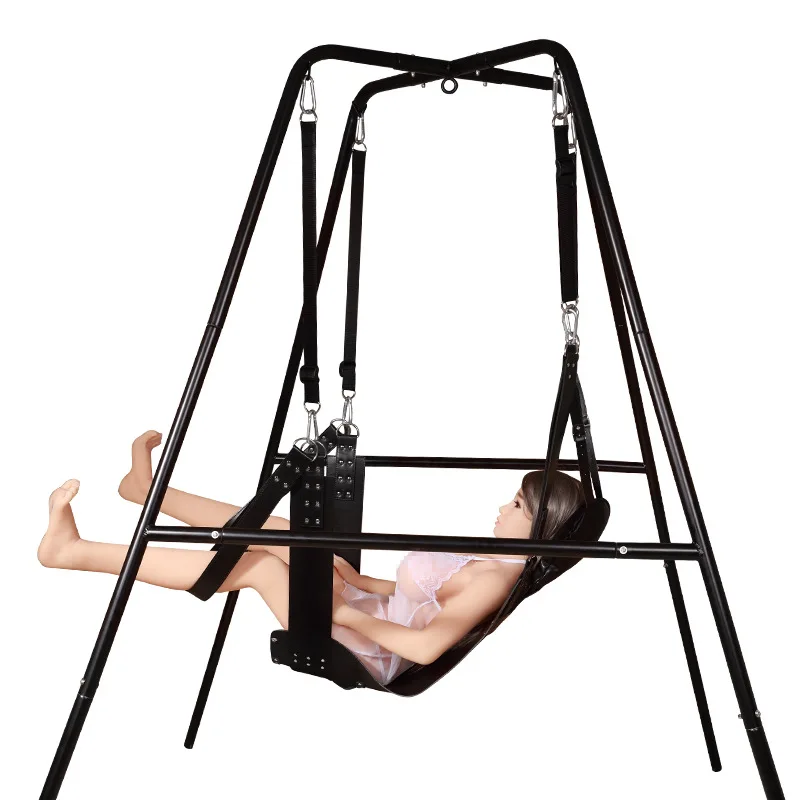 Indoor Entertainment Adult Sex Swing Chair with Heavy Real Black Leather Bondage For Couples SM Sling Sex Hammock