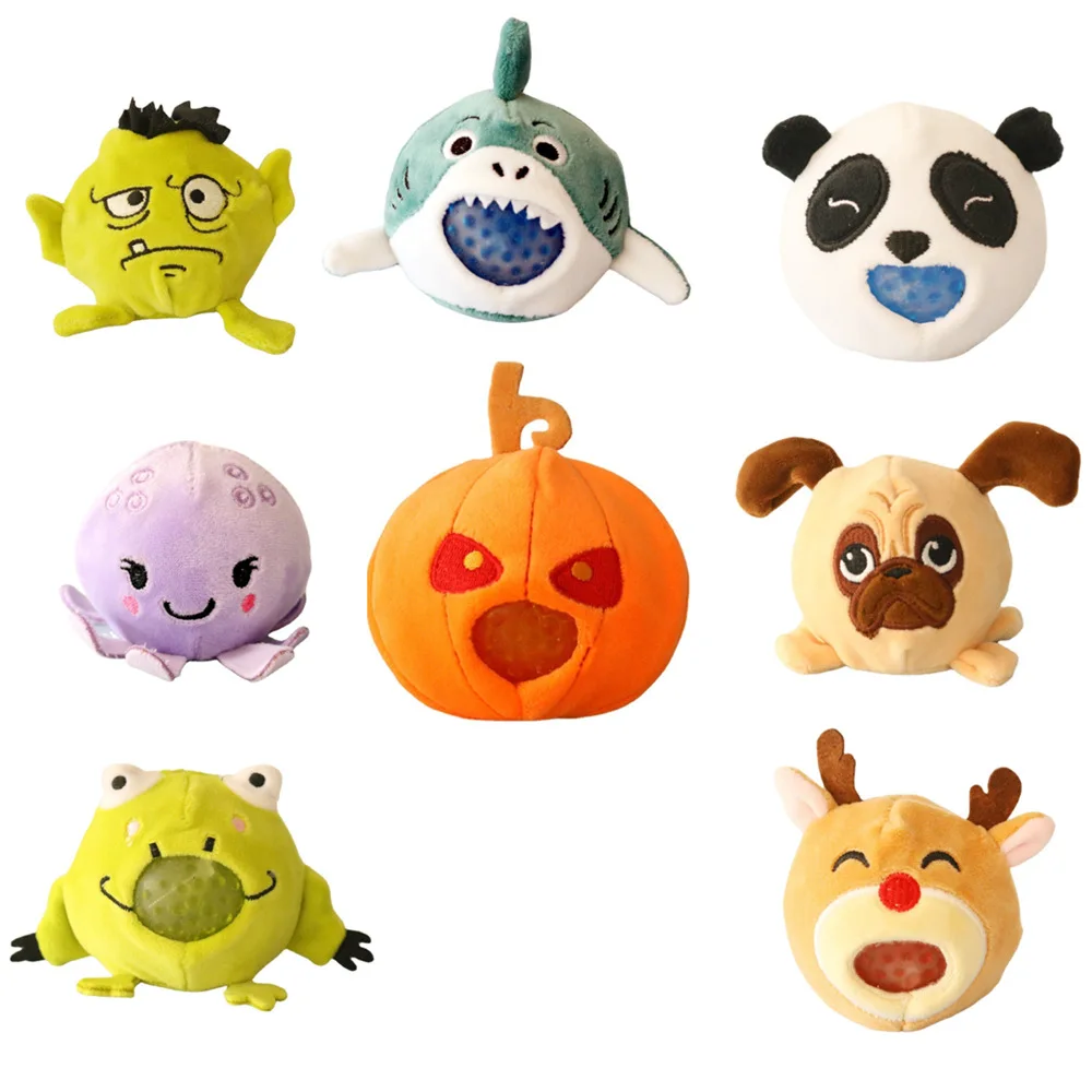 14 Types Plush Ball Jellies Stress Reliever for Kids Adults Cute Squeeze Squishy Toys With Plush Cover Vent Ball