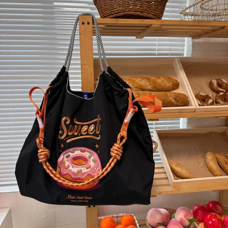 New Fashion Wholesale Eco Friendly Custom Logo Recycled Large Capacity Colorful Embroidered Shopping Women Tote Canvas Bags