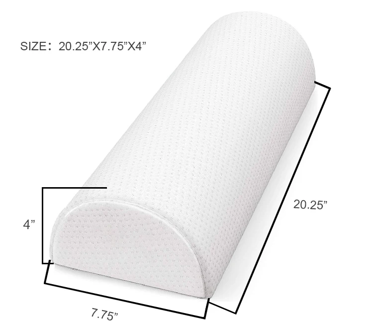 OEKO-TEX Customized White Orthopedic Back Head Knee Leg Support Pain Relief Memory Foam Half Moon Bolster Pillow