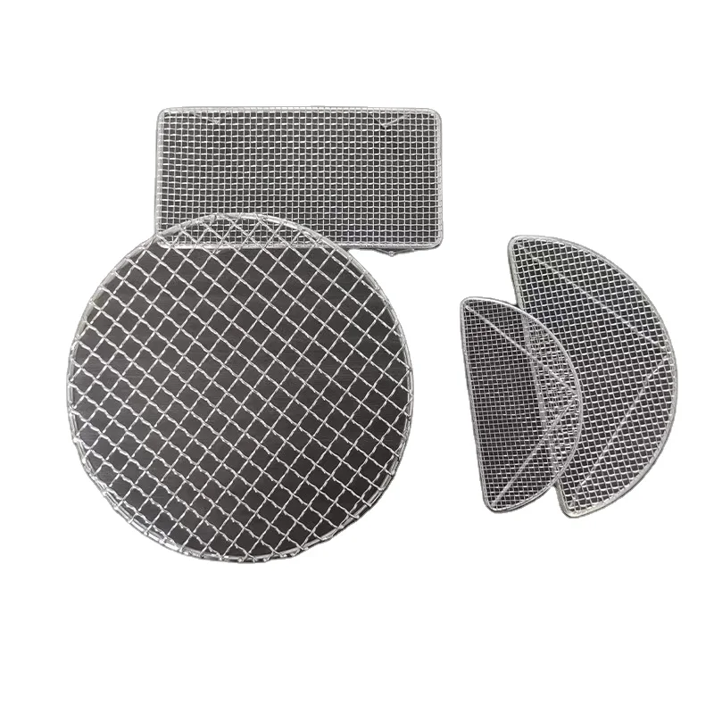 Stainless Steel Barbecue Round BBQ Grill Net/mesh/rack/grate/steam Mesh Outdoor Charcoal Bbq Grill Other Accessories Silver