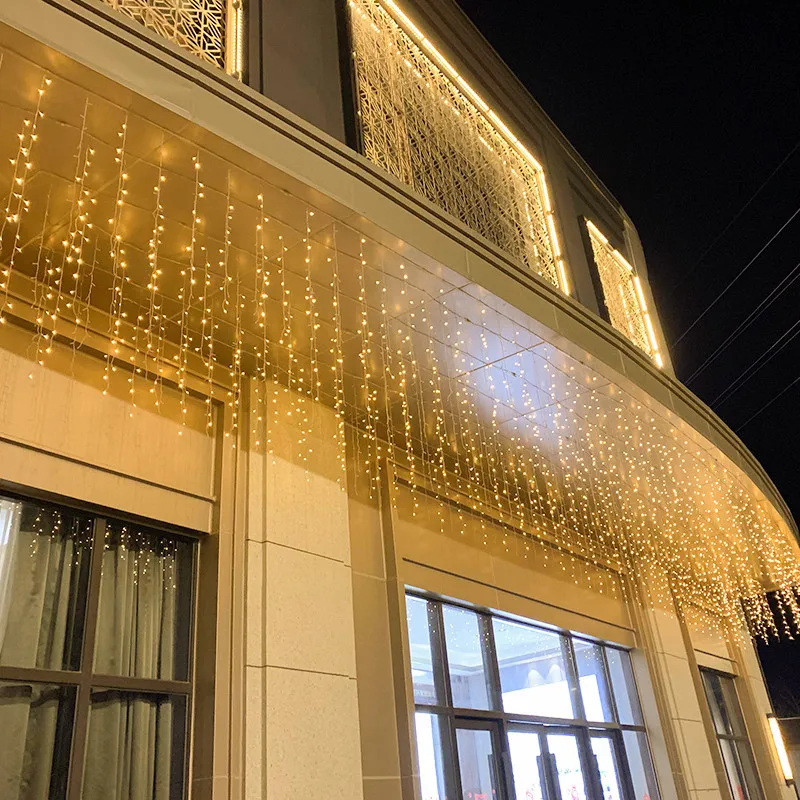 LED Full Sky Star Curtain Ice Strip Lamp Wedding Waterfall Illumination Net Red Hanging Ceiling Lamp