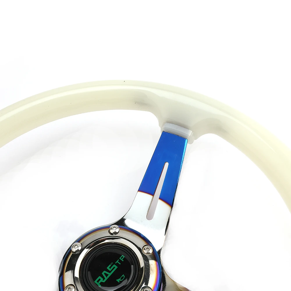 Universal 14inch 350mm Jdm Deep Dish  Luminous Neo Chrome Rainbow Neo Spoke Fluorescence Acrylic Crystal Steering Wheel