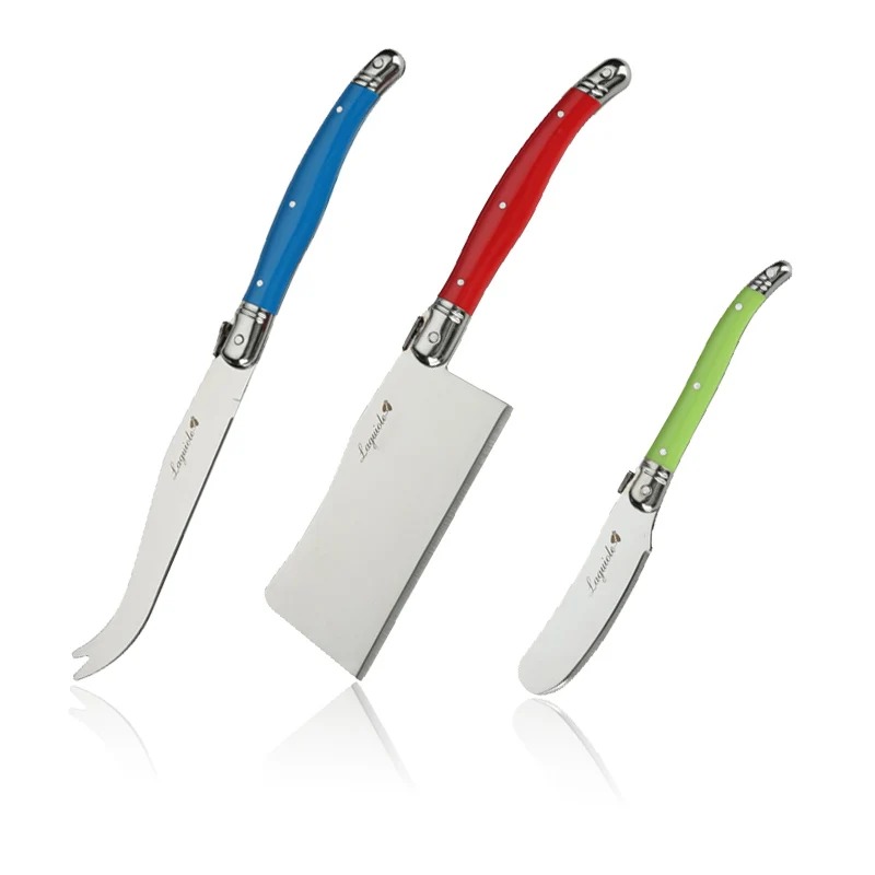 Hot Selling  Price Professional Laguiole Butter Cheese Knives with Plastic Handle Cheese Tools with Gift Box