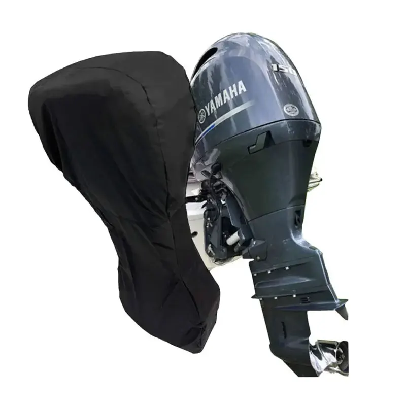 High Quality 600d Waterproof Reflective Strip Adjustable Strap Marine Outboard Cover Boat Motor Engine Cover