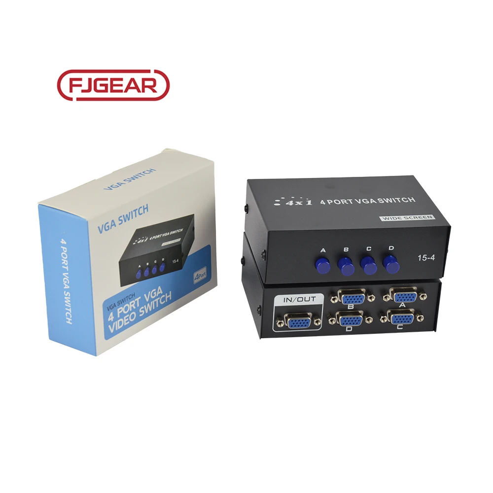 FJGEAR VGA Switch audio 4x1 1080p vga switch 4 in 1 out
