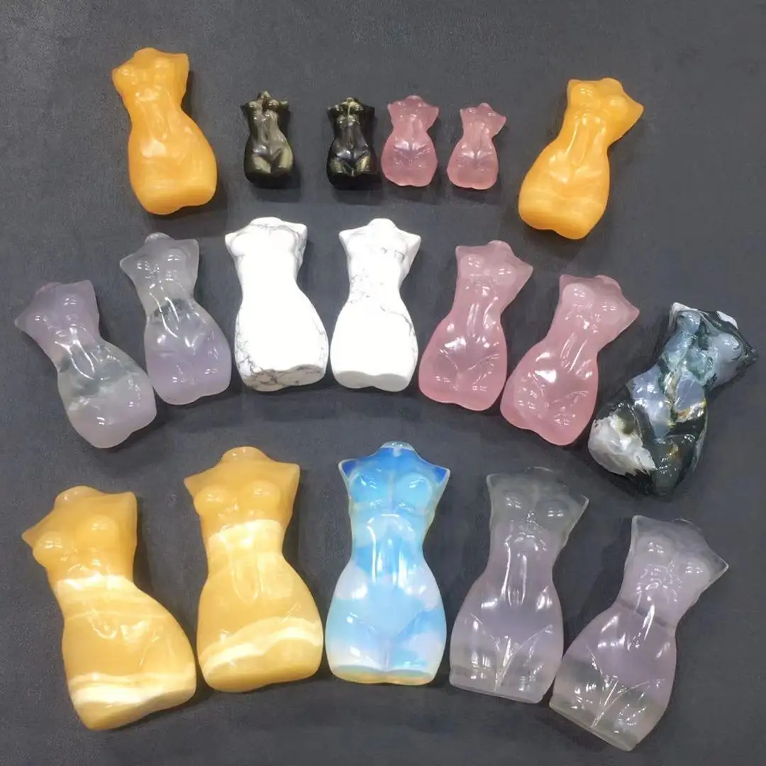 High Polished  Natural Crystal Women Body Figurine Crystal Torso Statue Carved Goddess Model Body For Decoration