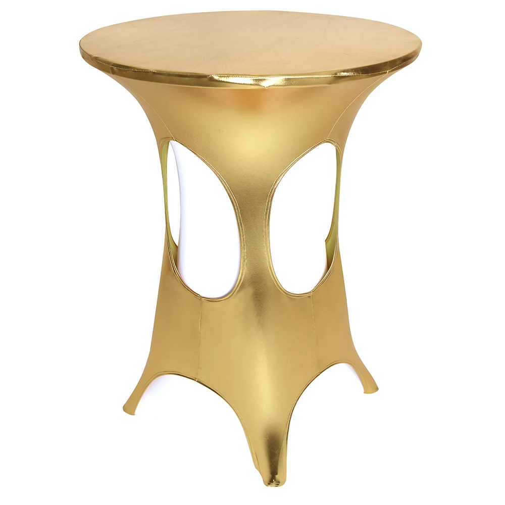 
round metallic spandex highboy table cover fitted cocktail table cover for wedding party event decoration 