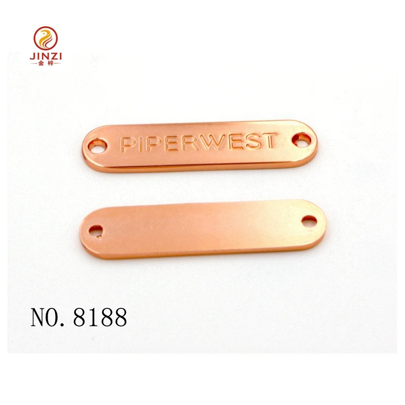 Custom Garment Engraved Brand Name Oval Shape Metal Logo Label for clothing and bags