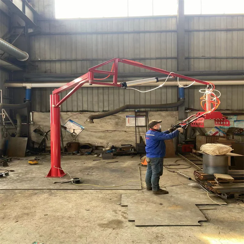 Mobile counterbalance crane truck load assisted mechanical arm pneumatic mechanical gripper cement fertilizer handling machine