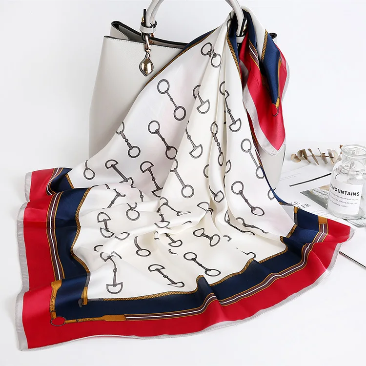 Квадратный шарф повязка для волос для деловых вечеринок женский элегантный маленький винтажный узкий Ретро головной убор Шелковый атласный шарф с цветочным принтом