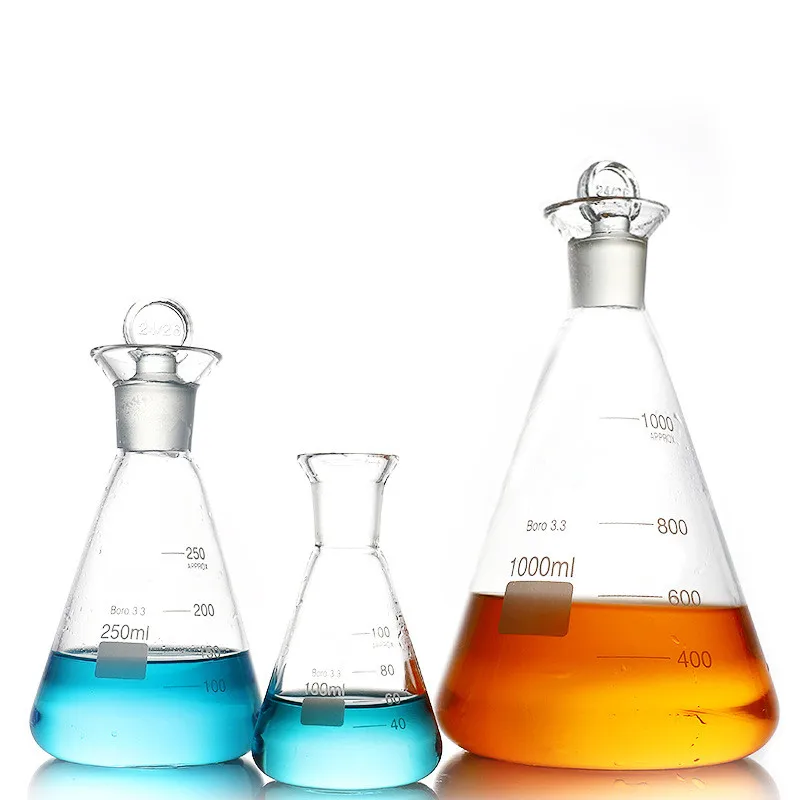 Лабораторная посуда HAIJU Boro 3 стекло 25 мл ~ 1000 коническая колба с широким носиком стандартной заземляющей пробкой
