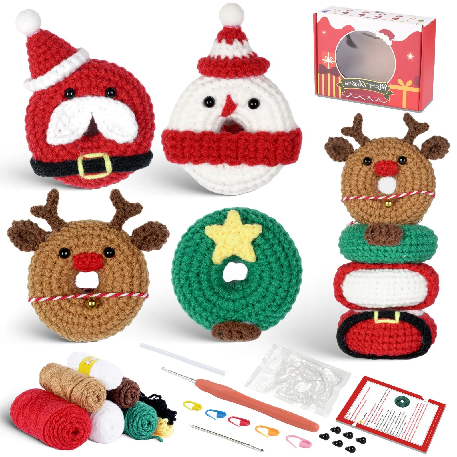 Christmas theme step by step tutorials Crochet DIY Kit for Beginners crochet gifts