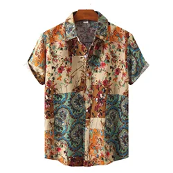 Best Sellers 2022 Wholesale Men Casual Shirts Flax Fiber Summer Shirts For Men Custom Printed Hawaiian Shirt