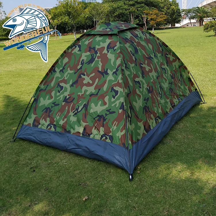 One Person Outdoor Travel Waterproof Single Layer Portable Folding Camouflage Camping Tent