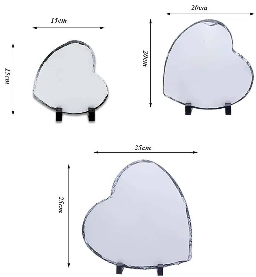 Valentines day Heart Blank sublimation rock stone slate picture frame custom with print picture and logo for home decoration