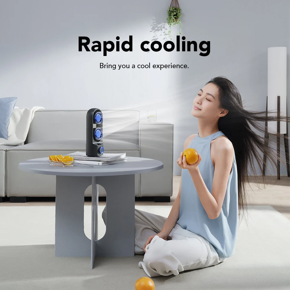 IMYCOO Rechargeable USB Oscillating Desk Tower Fan Dual Air Circulation Personal Quiet Table Fan for Home Office