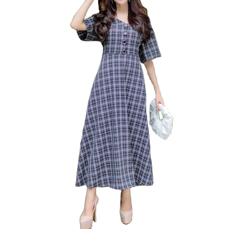 
2021Clothing Wholesale Custom New Fashion Women Lady Girls V Neck Zip Backside for Summer High Quality from Thailand Dresses 